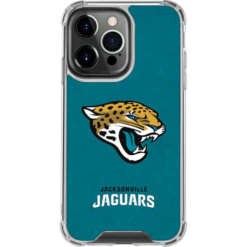 NFL Jacksonville Jaguars Teal Distressed iPhone 15 Pro Clear Case