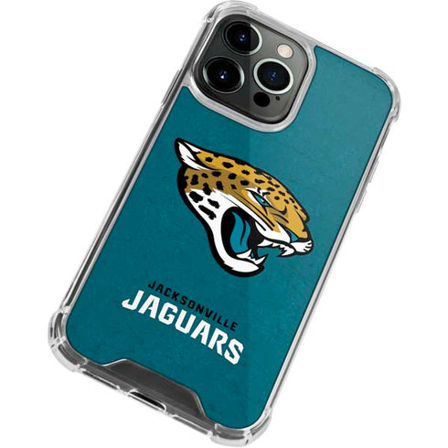 NFL Jacksonville Jaguars Teal Distressed iPhone 15 Pro Clear Case