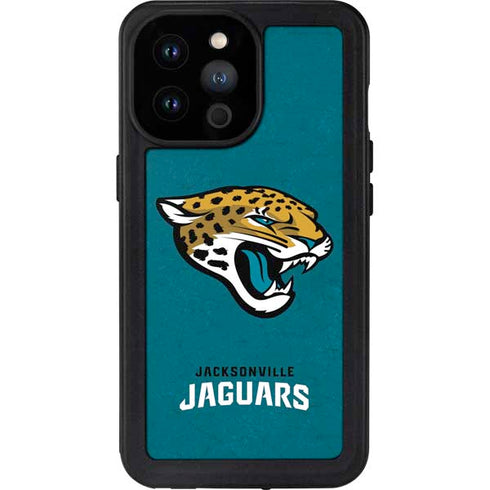 NFL Jacksonville Jaguars Teal Distressed iPhone 14 Pro Max Waterproof Case
