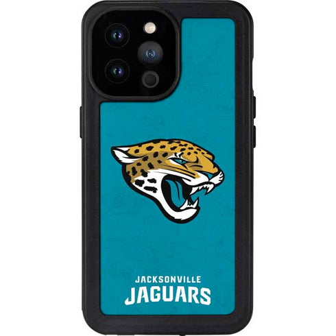 NFL Jacksonville Jaguars Distressed iPhone 14 Pro Max Waterproof Case