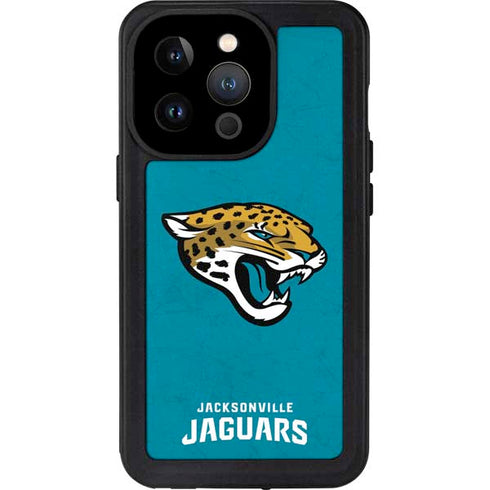 NFL Jacksonville Jaguars Distressed iPhone 14 Pro Waterproof Case