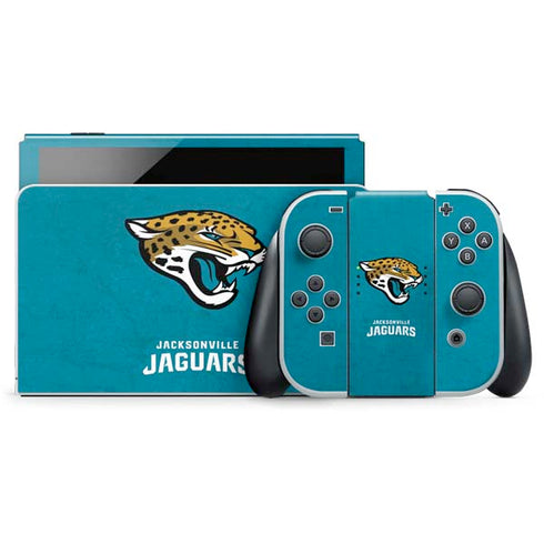 NFL Jacksonville Jaguars Distressed Nintendo Switch OLED (2021) Skin