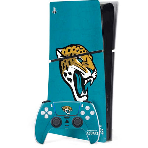 NFL Jacksonville Jaguars Distressed PS5 Slim Digital Edition Bundle Skin