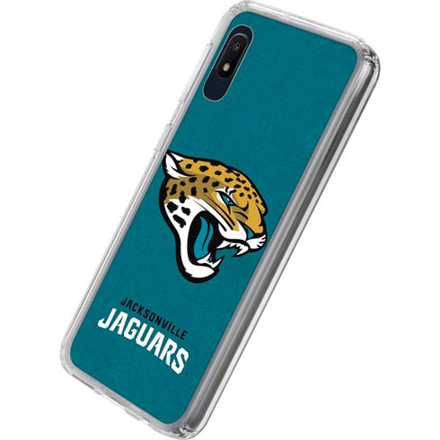 NFL Jacksonville Jaguars Teal Distressed Galaxy A10e Clear Case