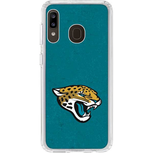 NFL Jacksonville Jaguars Teal Distressed Galaxy A20 Clear Case