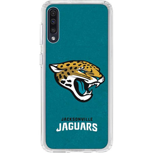 NFL Jacksonville Jaguars Teal Distressed Galaxy A50 Clear Case