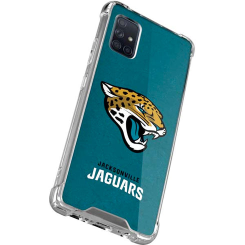 NFL Jacksonville Jaguars Teal Distressed Galaxy A51 5G Clear Case