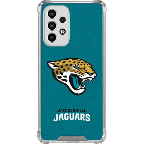 NFL Jacksonville Jaguars Teal Distressed Galaxy A53 5G Clear Case