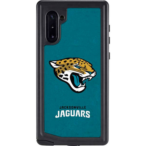 NFL Jacksonville Jaguars Teal Distressed Galaxy Note 10 Waterproof Case