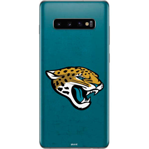 NFL Jacksonville Jaguars Teal Distressed Galaxy S10 Plus Skin