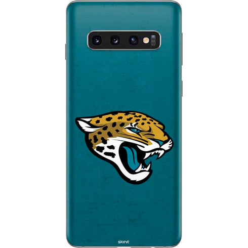 NFL Jacksonville Jaguars Teal Distressed Galaxy S10 Skin