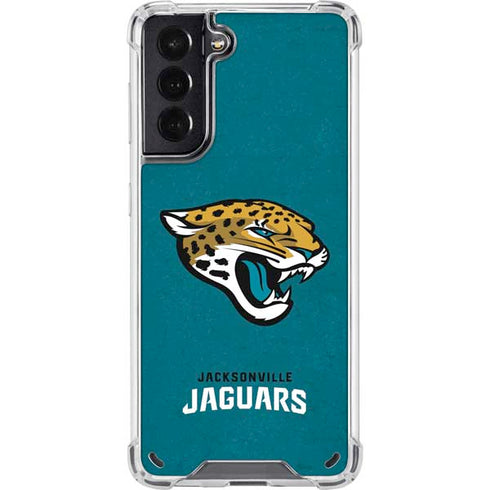 NFL Jacksonville Jaguars Teal Distressed Galaxy S21 5G Clear Case