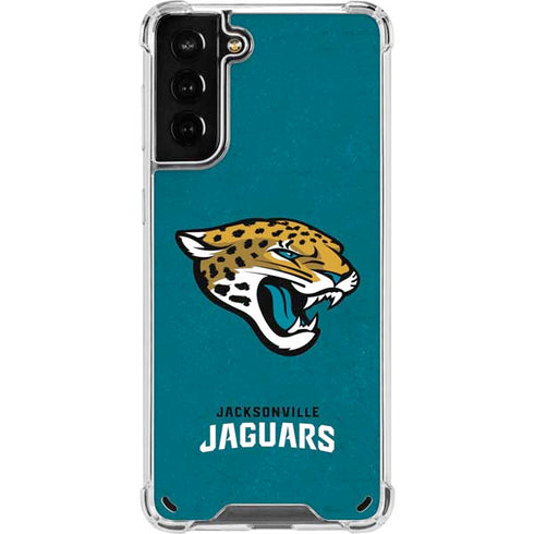 NFL Jacksonville Jaguars Teal Distressed Galaxy S21 Plus 5G Clear Case