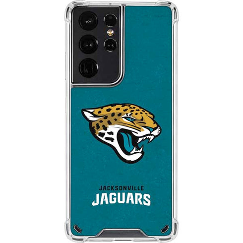 NFL Jacksonville Jaguars Teal Distressed Galaxy S21 Ultra 5G Clear Case