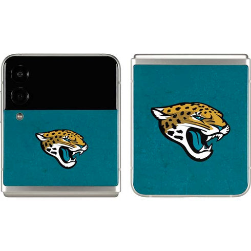 NFL Jacksonville Jaguars Teal Distressed Galaxy Z Flip3 5G Skin