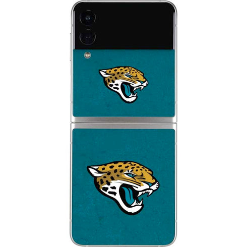 NFL Jacksonville Jaguars Teal Distressed Galaxy Z Flip3 5G Skin