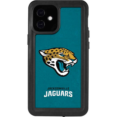 NFL Jacksonville Jaguars Teal Distressed iPhone 12 Mini Waterproof Case
