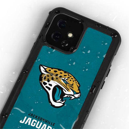 NFL Jacksonville Jaguars Teal Distressed iPhone 12 Mini Waterproof Case