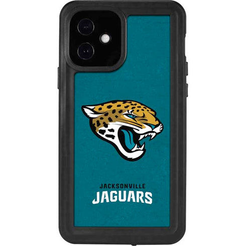 NFL Jacksonville Jaguars Teal Distressed iPhone 12 Waterproof Case