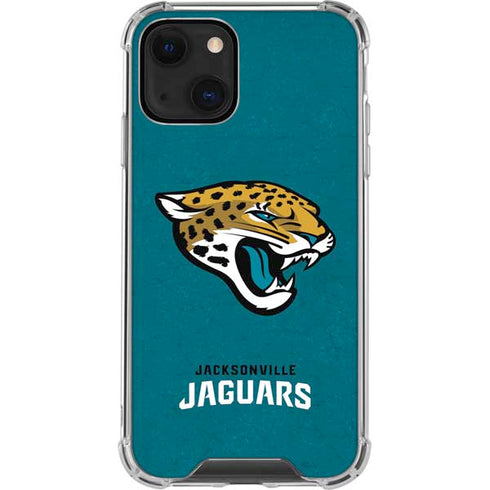 NFL Jacksonville Jaguars Teal Distressed iPhone 13 Clear Case