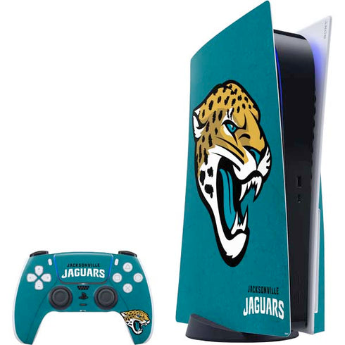 NFL Jacksonville Jaguars Teal Distressed PS5 Bundle Skin