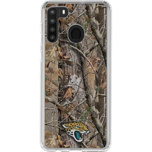 NFL Jacksonville Jaguars Realtree AP Camo Galaxy A21 Clear Case