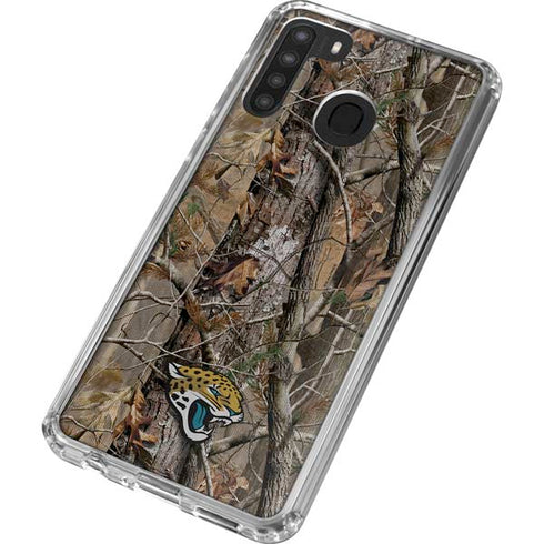 NFL Jacksonville Jaguars Realtree AP Camo Galaxy A21 Clear Case