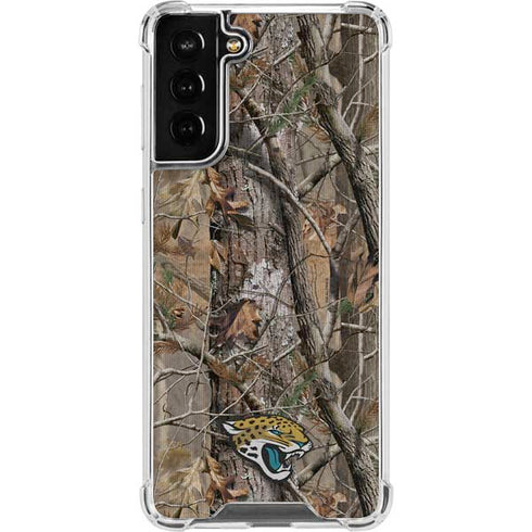 NFL Jacksonville Jaguars Realtree AP Camo Galaxy S21 FE Clear Case