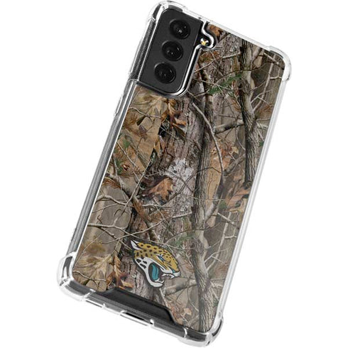 NFL Jacksonville Jaguars Realtree AP Camo Galaxy S21 FE Clear Case