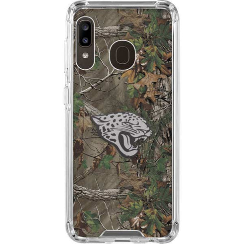 NFL Jacksonville Jaguars Realtree Xtra Green Camo Galaxy A30 Clear Case