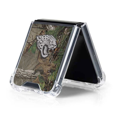 NFL Jacksonville Jaguars Realtree Xtra Green Camo Galaxy Z Flip5 5G Clear Case