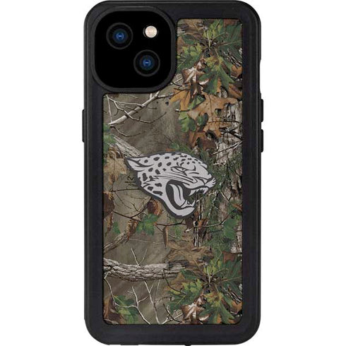 NFL Jacksonville Jaguars Realtree Xtra Green Camo iPhone 15 Plus Waterproof Case