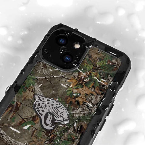 NFL Jacksonville Jaguars Realtree Xtra Green Camo iPhone 15 Plus Waterproof Case