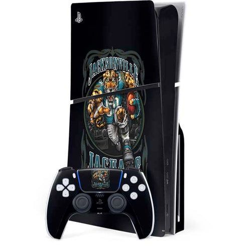 Liquid Blue NFL Jacksonville Jaguars Running Back PS5 Slim Disk Bundle Skin