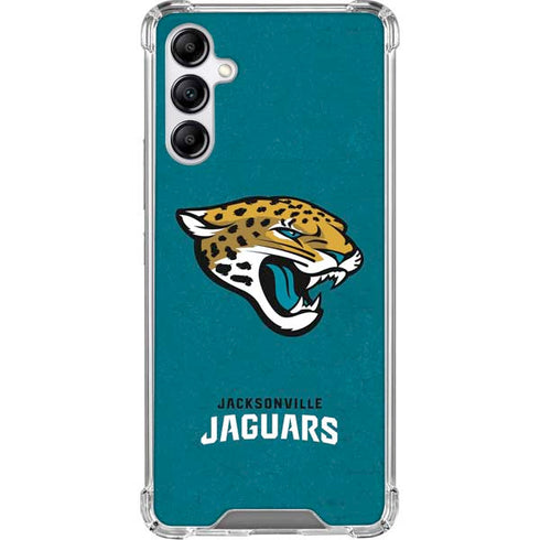 NFL Jacksonville Jaguars Teal Distressed Galaxy A15 5G Clear Case