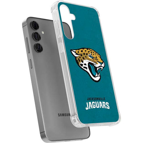 NFL Jacksonville Jaguars Teal Distressed Galaxy S24 Plus Clear Case