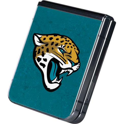 NFL Jacksonville Jaguars Teal Distressed Galaxy Z Flip5 5G Skin