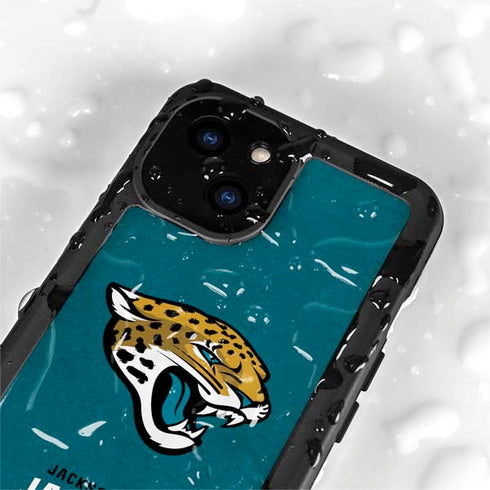 NFL Jacksonville Jaguars Teal Distressed iPhone 15 Plus Waterproof Case