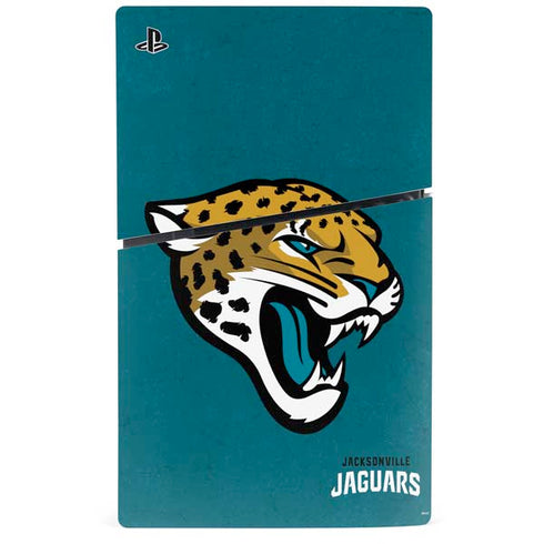 NFL Jacksonville Jaguars Teal Distressed PS5 Slim Disk Console Skin