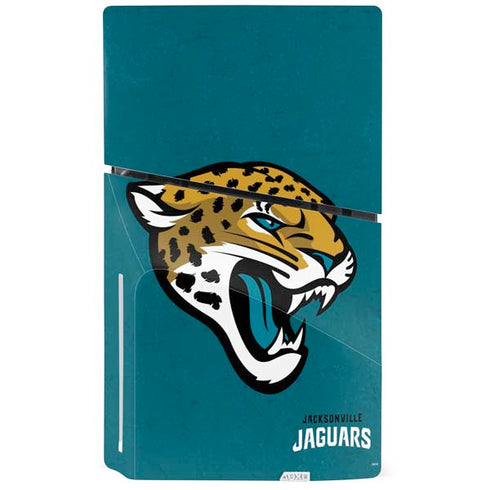 NFL Jacksonville Jaguars Teal Distressed PS5 Slim Disk Console Skin