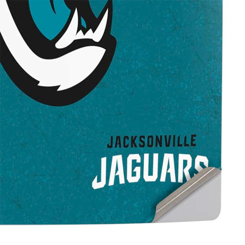 NFL Jacksonville Jaguars Teal Distressed PS5 Slim Disk Console Skin