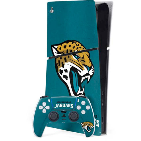 NFL Jacksonville Jaguars Teal Distressed PS5 Slim Digital Edition Console Skin