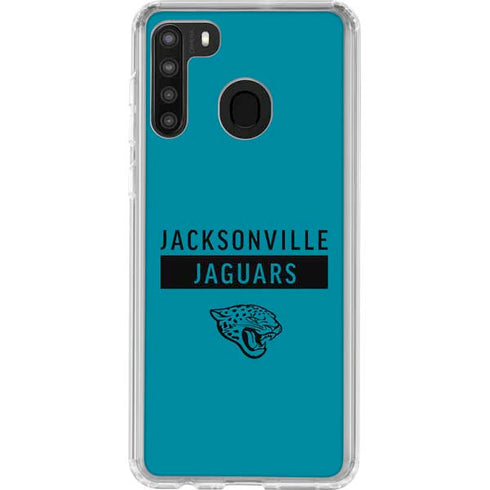 NFL Jacksonville Jaguars Teal Performance Series Galaxy A21 Clear Case