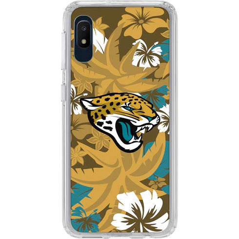 NFL Jacksonville Jaguars Tropical Print Galaxy A10e Clear Case