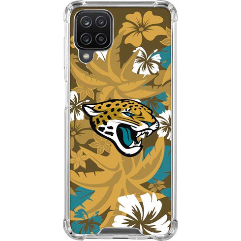 NFL Jacksonville Jaguars Tropical Print Galaxy A12 Clear Case