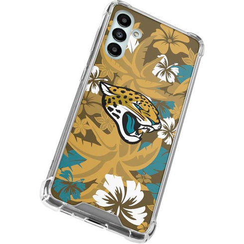 NFL Jacksonville Jaguars Tropical Print Galaxy A13 5G Clear Case