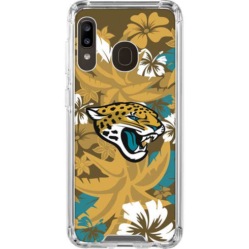 NFL Jacksonville Jaguars Tropical Print Galaxy A30 Clear Case