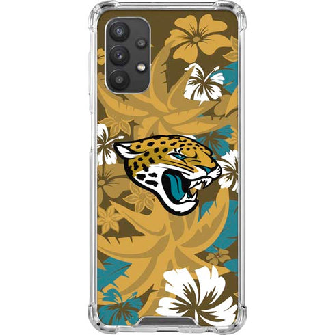 NFL Jacksonville Jaguars Tropical Print Galaxy A32 5G Clear Case