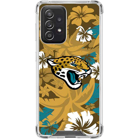 NFL Jacksonville Jaguars Tropical Print Galaxy A52 5G Clear Case