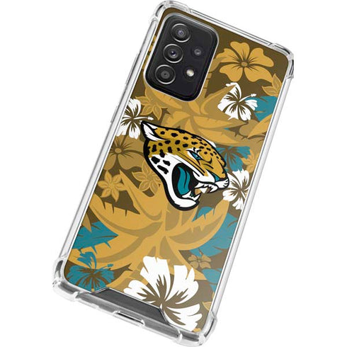 NFL Jacksonville Jaguars Tropical Print Galaxy A52 5G Clear Case
